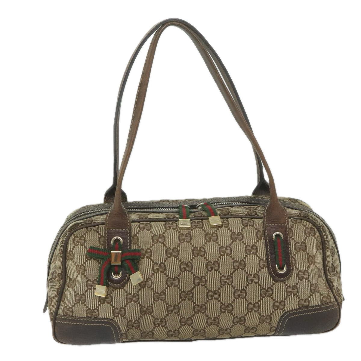 GUCCI GG Canvas Web Sherry Line Tote Bag Beige Red Green 161720 61848