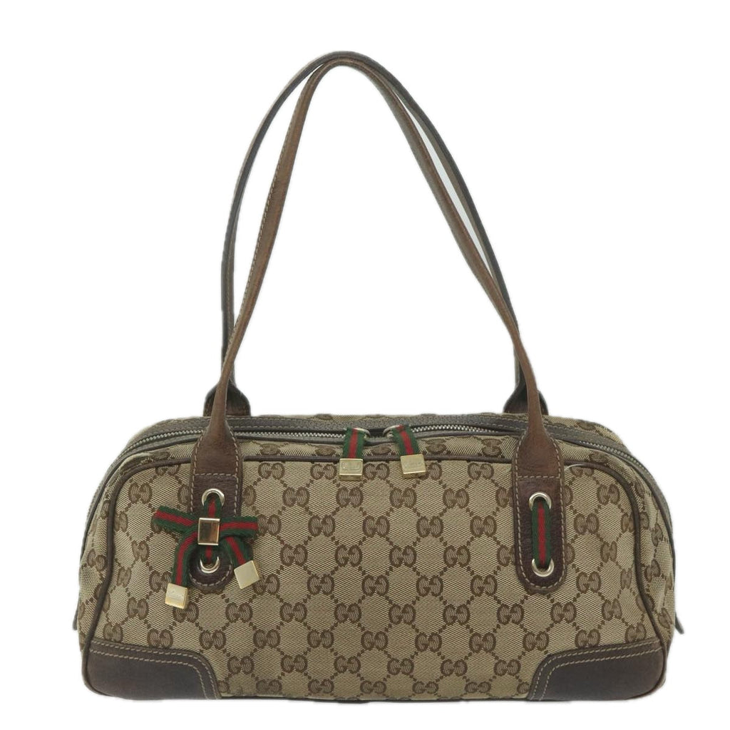 GUCCI GG Canvas Web Sherry Line Tote Bag Beige Red Green 161720 61848