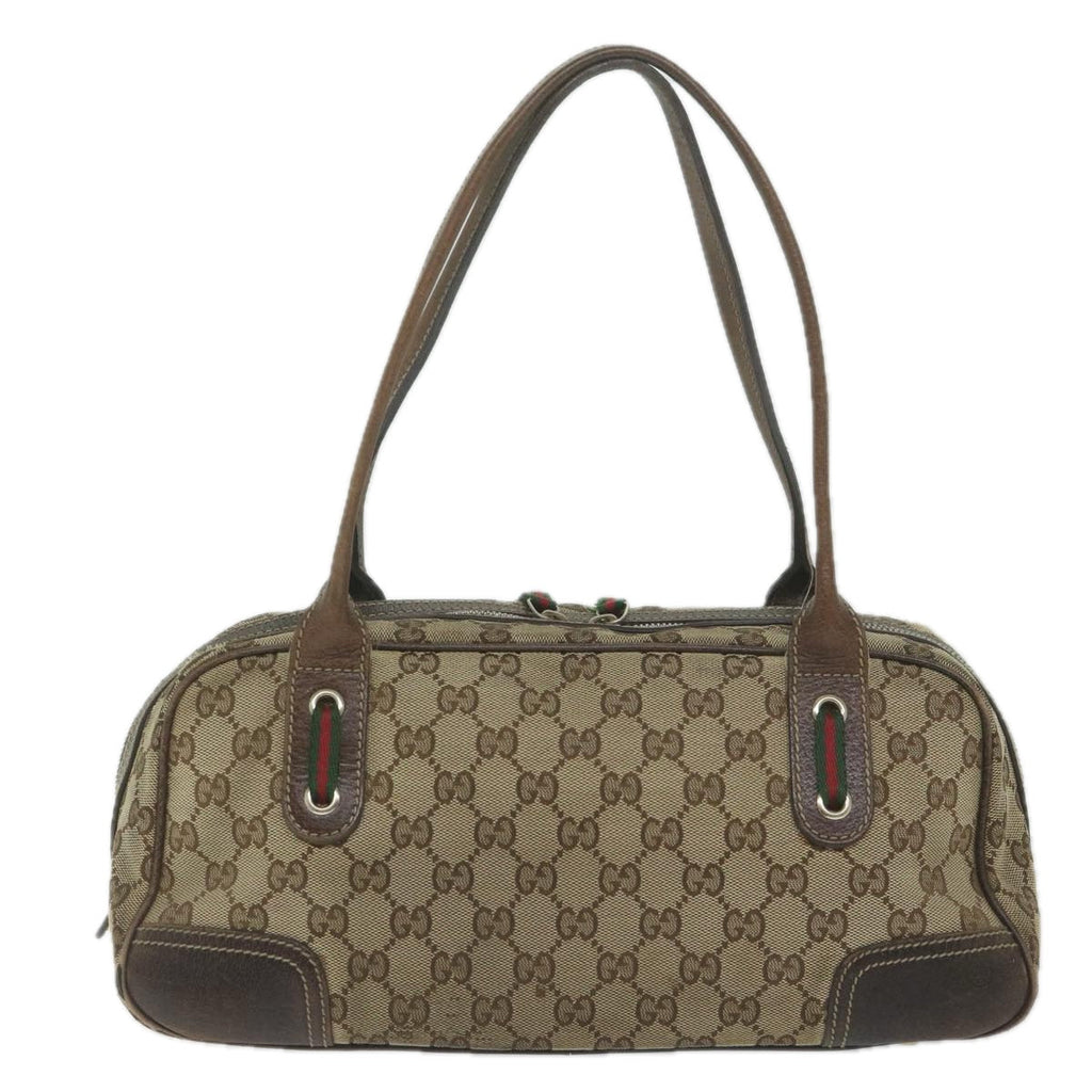 GUCCI GG Canvas Web Sherry Line Tote Bag Beige Red Green 161720 61848