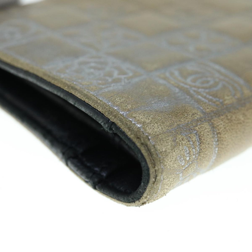 CHANEL Icon Line Wallet Leather Silver CC 61875