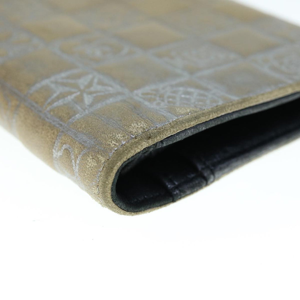 CHANEL Icon Line Wallet Leather Silver CC 61875