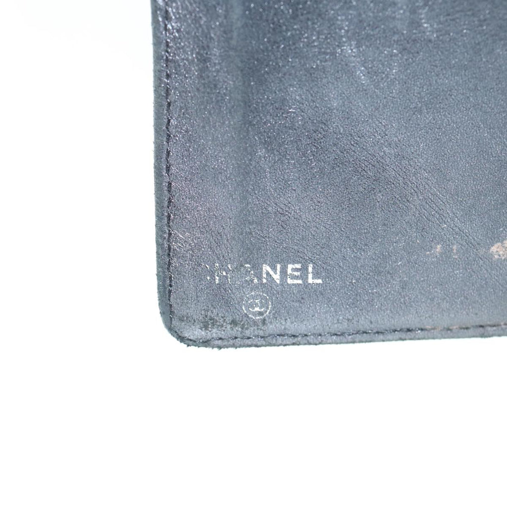 CHANEL Icon Line Wallet Leather Silver CC 61875