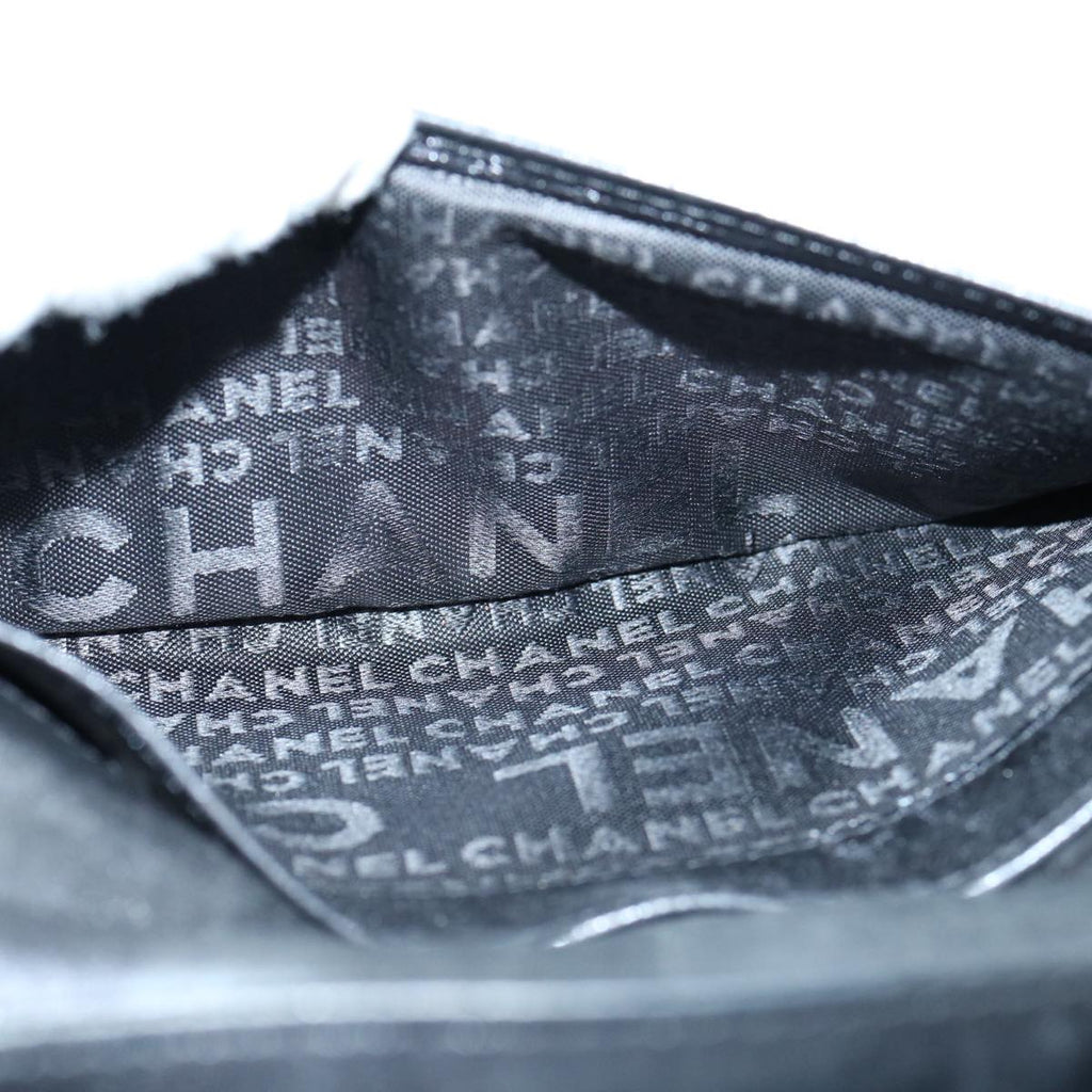 CHANEL Icon Line Wallet Leather Silver CC 61875