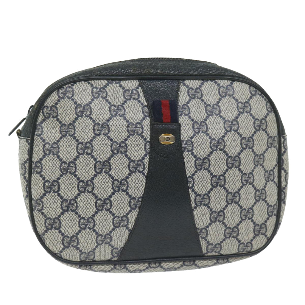 GUCCI GG Supreme Sherry Line Clutch Bag Navy Red 89 01 034 61992