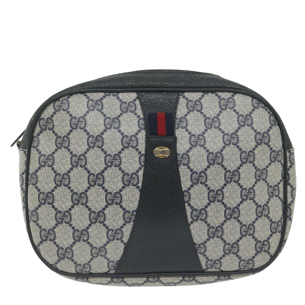 GUCCI GG Supreme Sherry Line Clutch Bag Navy Red 89 01 034 61992