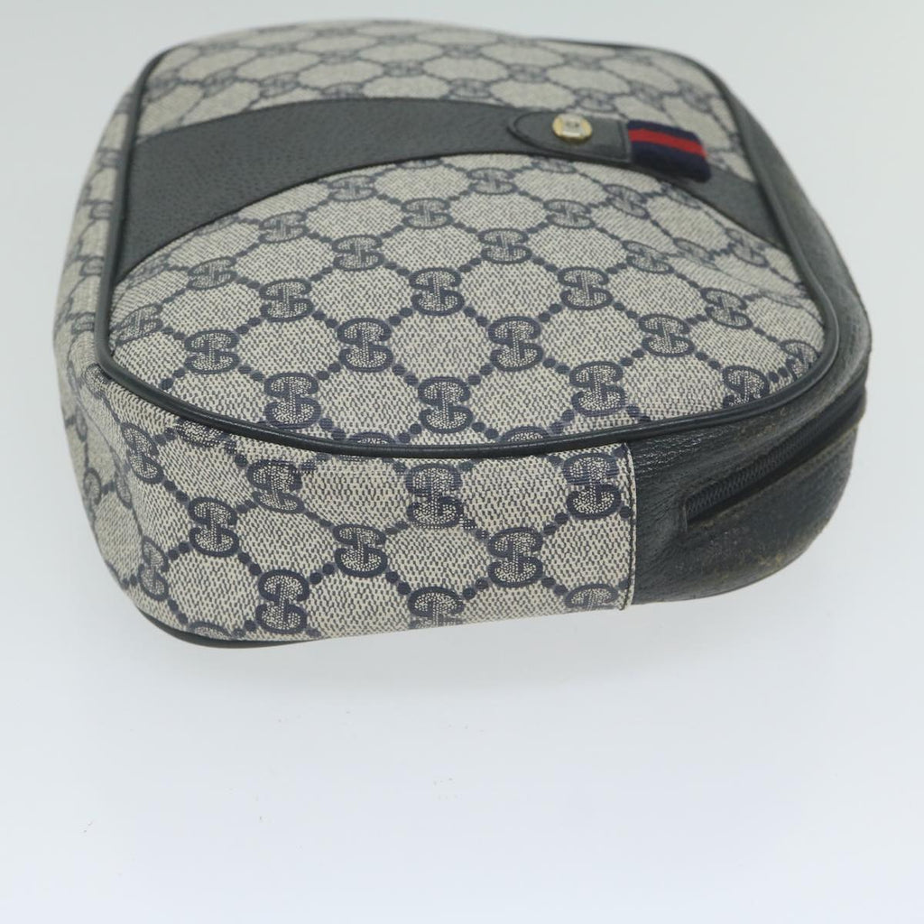 GUCCI GG Supreme Sherry Line Clutch Bag Navy Red 89 01 034 61992