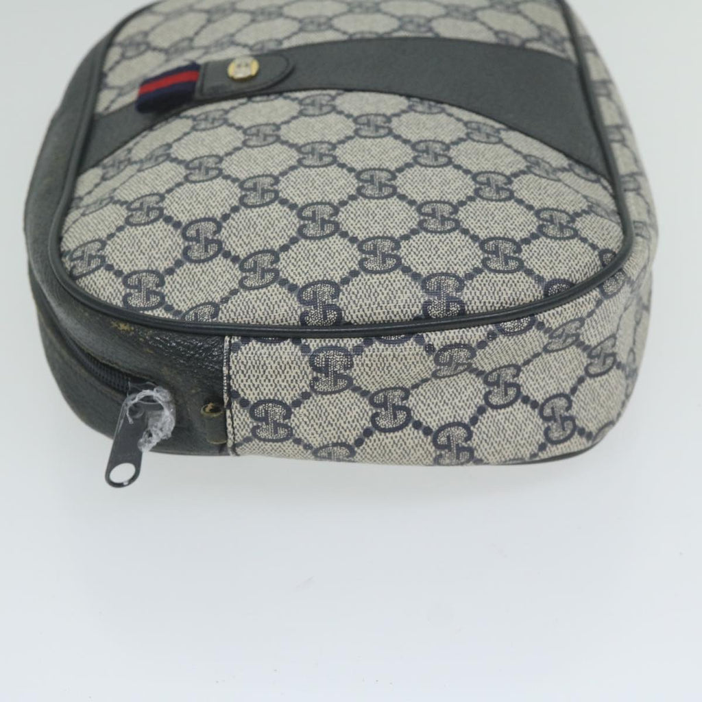 GUCCI GG Supreme Sherry Line Clutch Bag Navy Red 89 01 034 61992