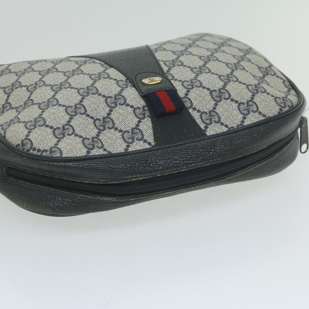 GUCCI GG Supreme Sherry Line Clutch Bag Navy Red 89 01 034 61992