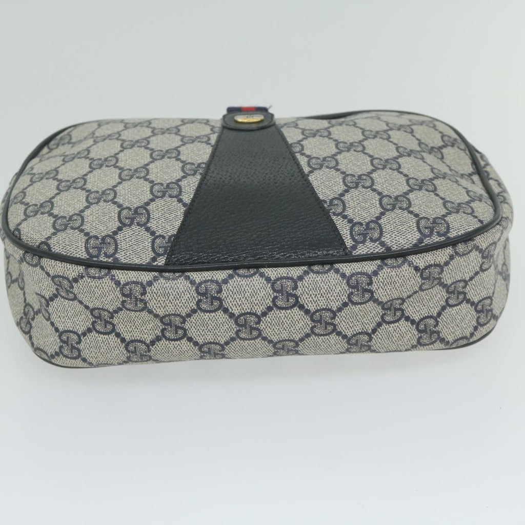 GUCCI GG Supreme Sherry Line Clutch Bag Navy Red 89 01 034 61992