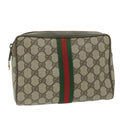 GUCCI GG Supreme Web Sherry Line Clutch Bag Beige Red Green 63 01 012 61993