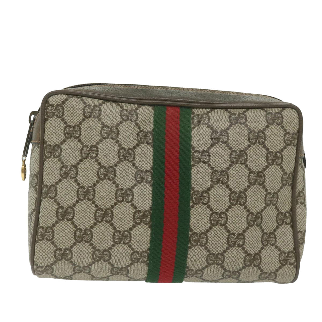 GUCCI GG Supreme Web Sherry Line Clutch Bag Beige Red Green 63 01 012 61993