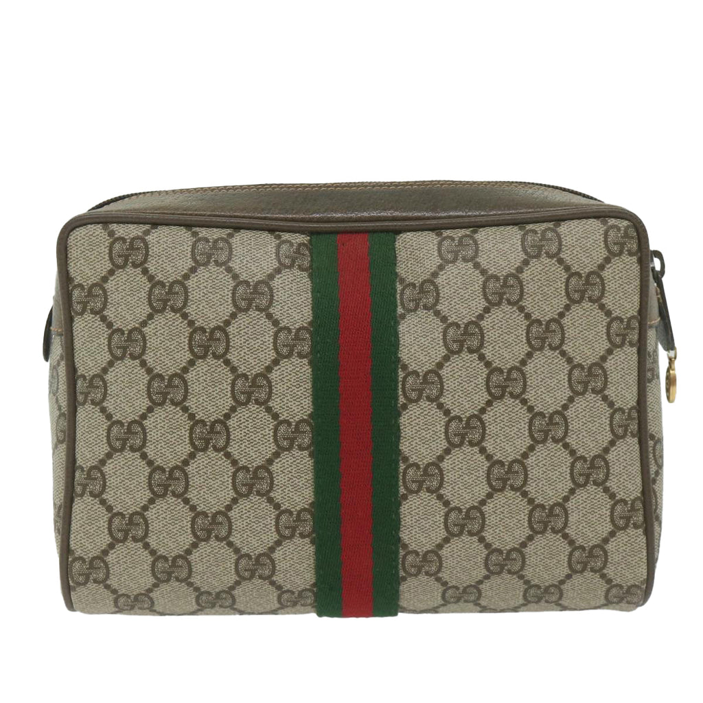 GUCCI GG Supreme Web Sherry Line Clutch Bag Beige Red Green 63 01 012 61993