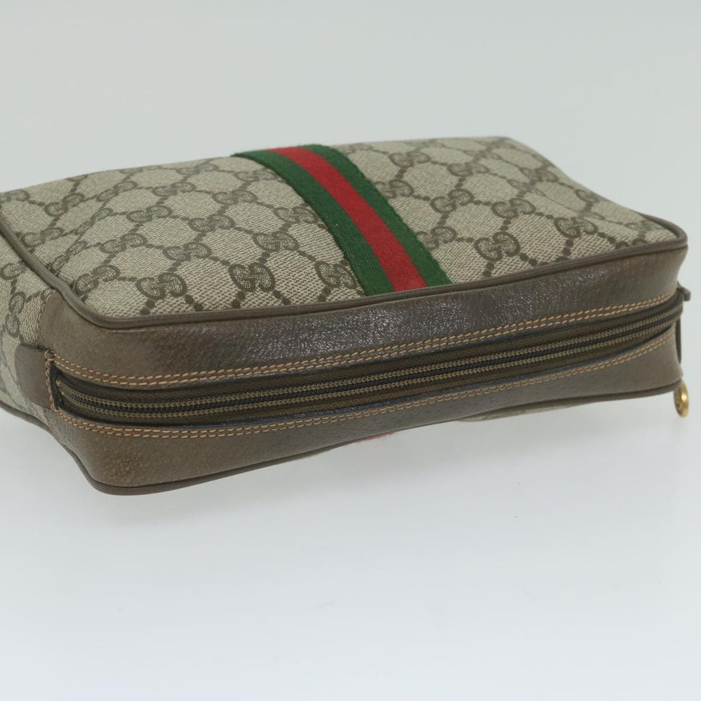 GUCCI GG Supreme Web Sherry Line Clutch Bag Beige Red Green 63 01 012 61993