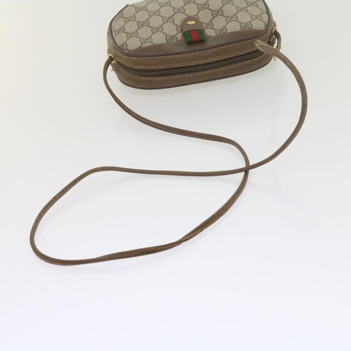 GUCCI GG Supreme Web Sherry Line Shoulder Bag Beige Red 89 02 066 61995