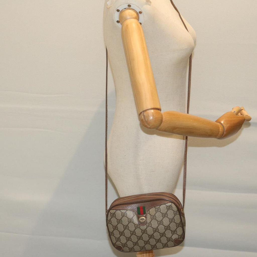 GUCCI GG Supreme Web Sherry Line Shoulder Bag Red Beige 89 02 066 61996