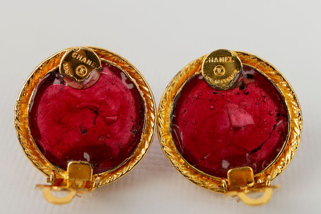 Boucles d'oreilles en pÃƒÆ’Ã‚Â¢te de verre Chanel