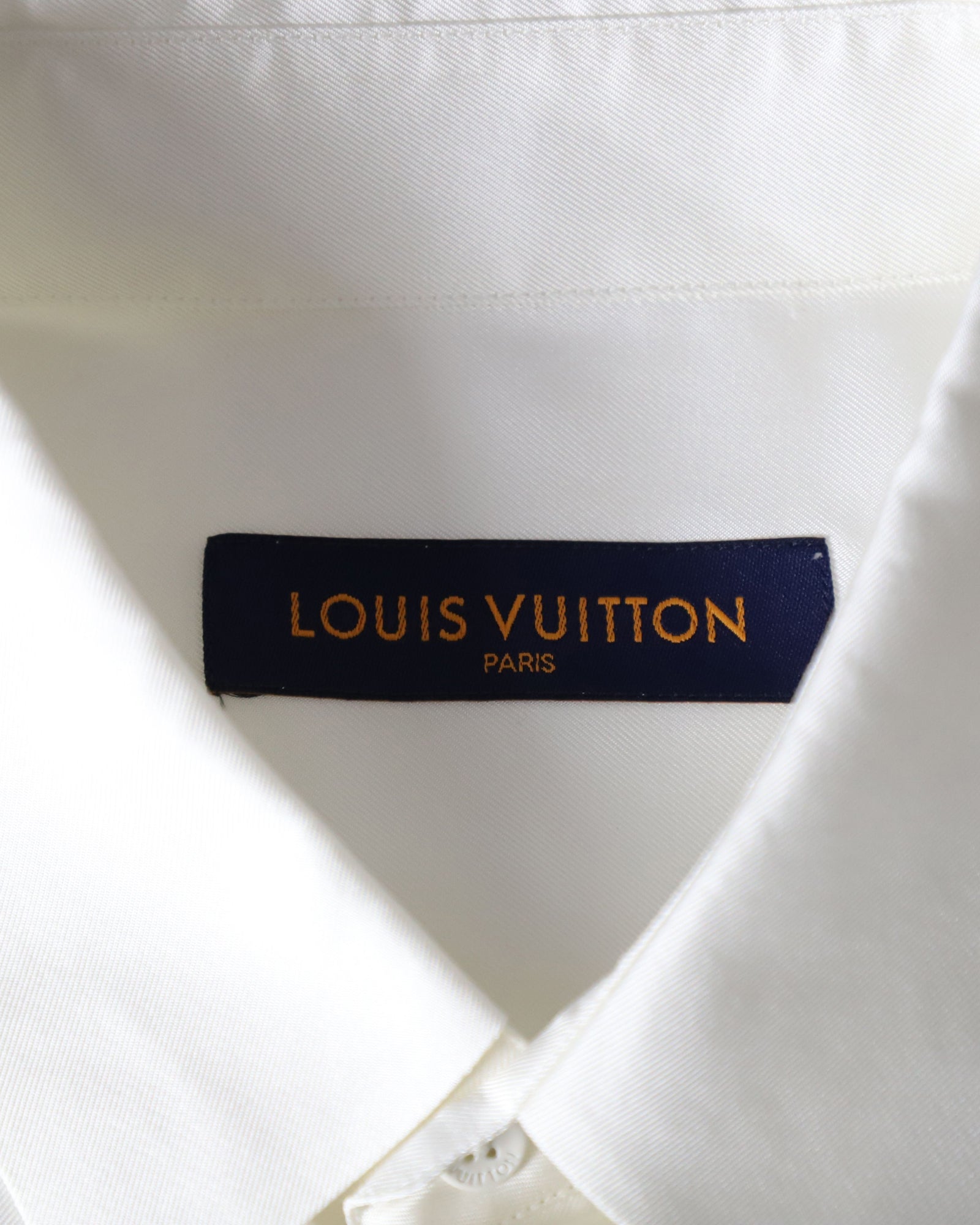 Louis Vuitton Painted Flower Dress Shirt in White Silk