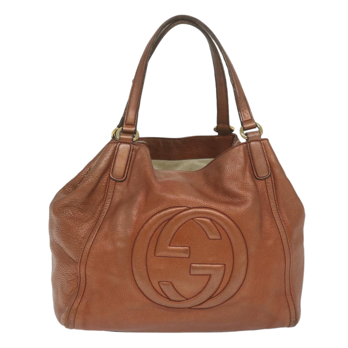 GUCCI Soho Tote Bag Leather Bronze 282309 62081