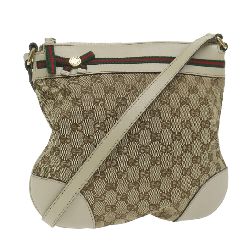 GUCCI GG Canvas Web Sherry Line Shoulder Bag Beige Red Green 257065 62082