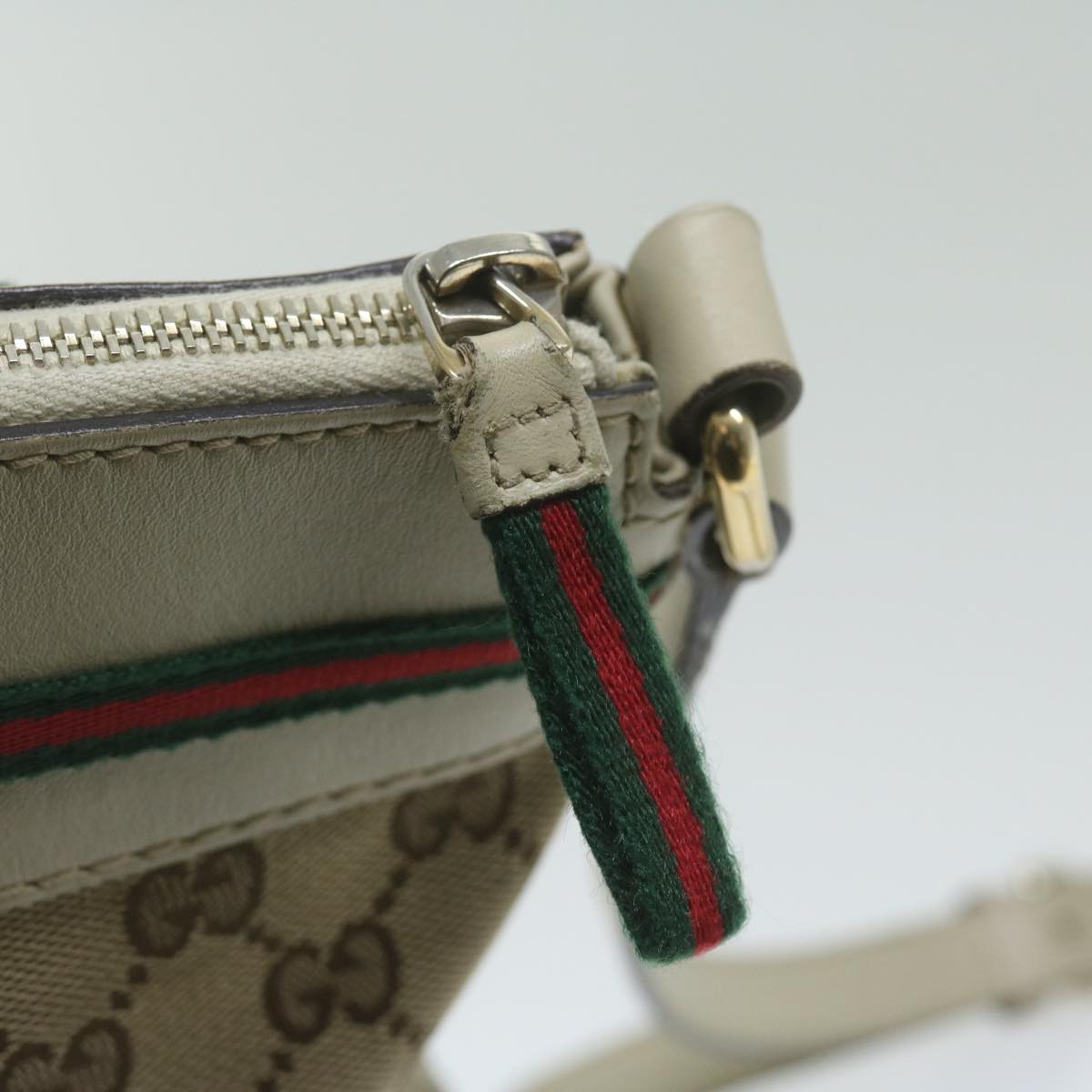 GUCCI GG Canvas Web Sherry Line Shoulder Bag Beige Red Green 257065 62082