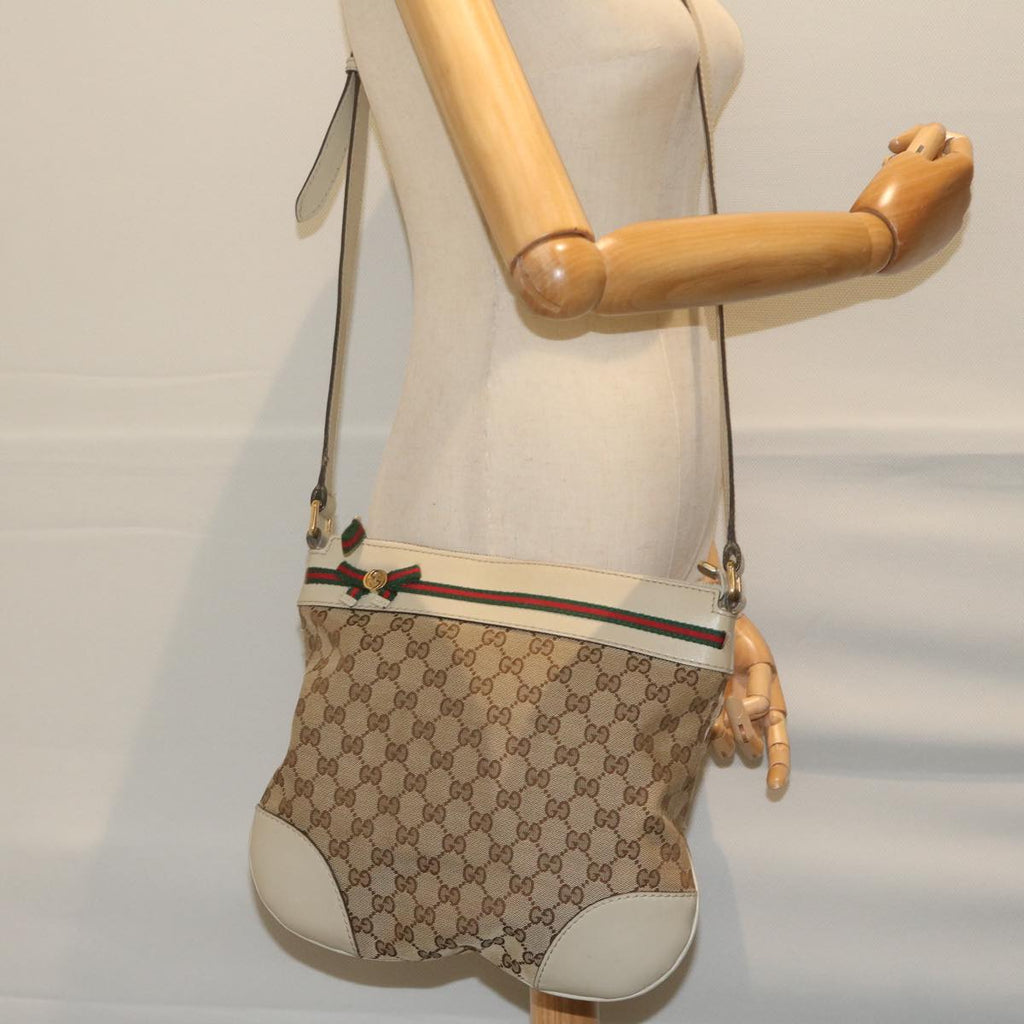 GUCCI GG Canvas Web Sherry Line Shoulder Bag Beige Red Green 257065 62082