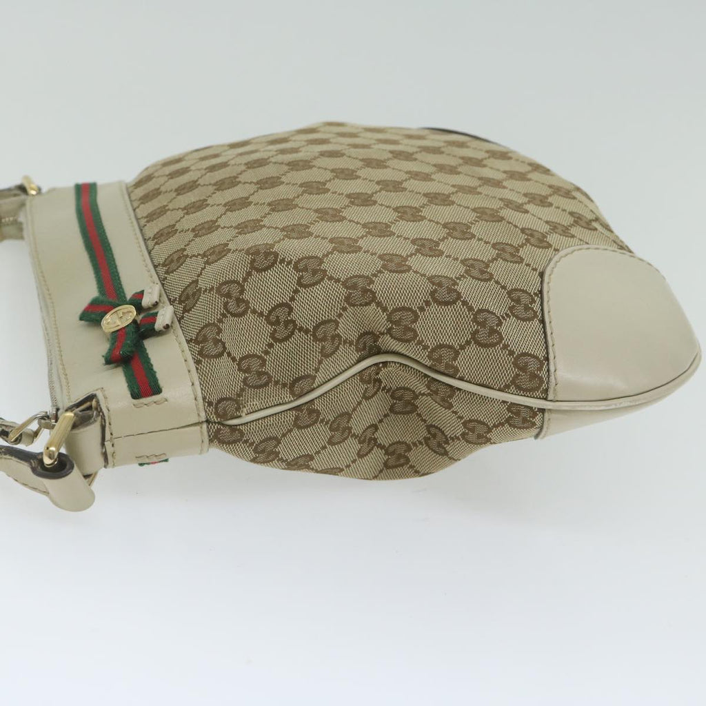 GUCCI GG Canvas Web Sherry Line Shoulder Bag Beige Red Green 257065 62082