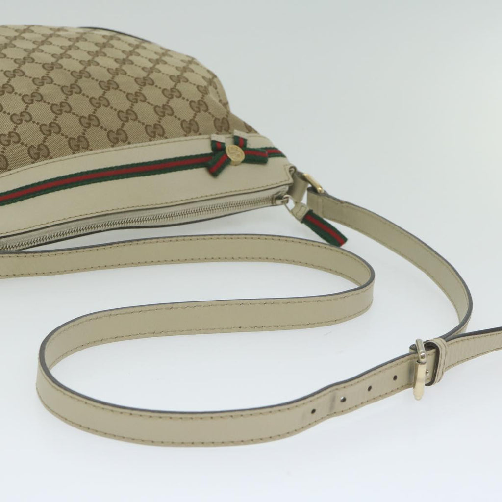GUCCI GG Canvas Web Sherry Line Shoulder Bag Beige Red Green 257065 62082