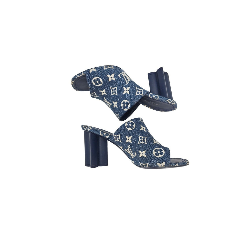 Louis Vuitton Denim Monogram Silhouette Mules size 38.5