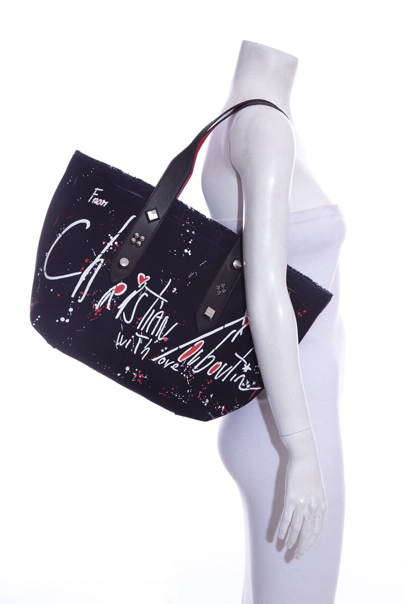 Christian Louboutin Medum Navy Canvas Frangibus Tote Handbag
