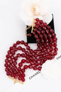 Collier de perles rouges Chanel 1990s