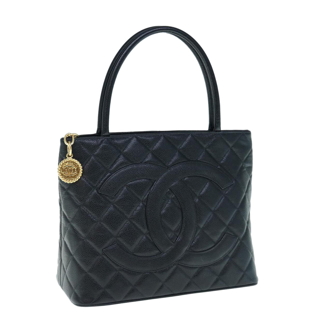 CHANEL Tote Bag Caviar Skin Standard Black CC 62895S