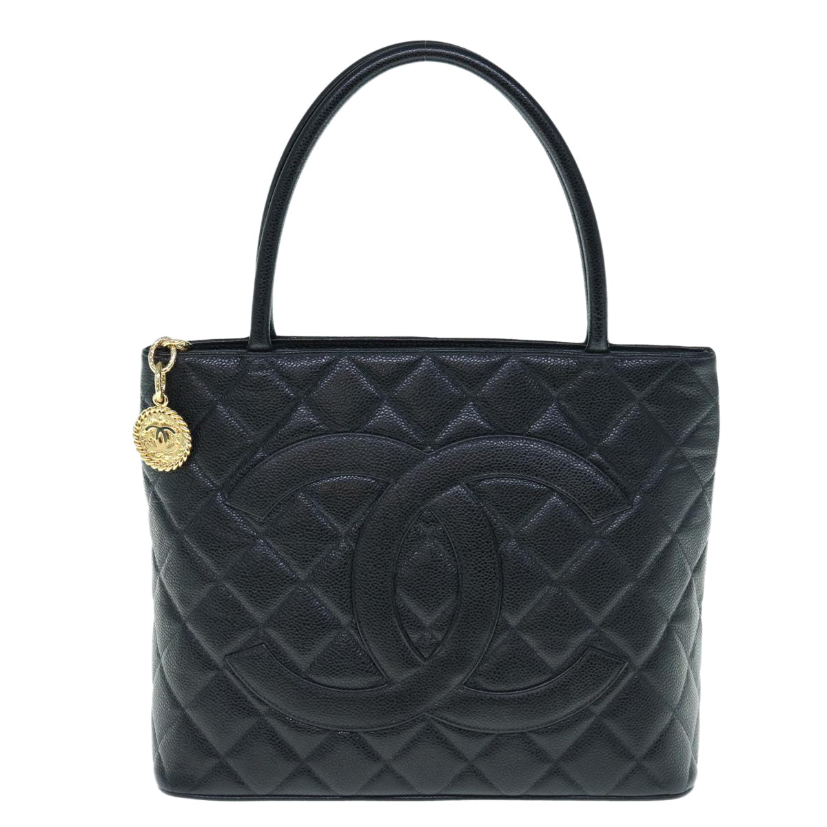 CHANEL Tote Bag Caviar Skin Standard Black CC 62895S