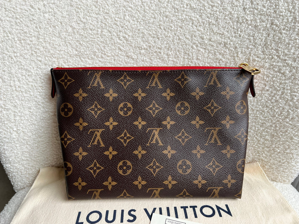 Louis Vuitton Red and Monogram Pallas Trousse Cosmetic Pouch