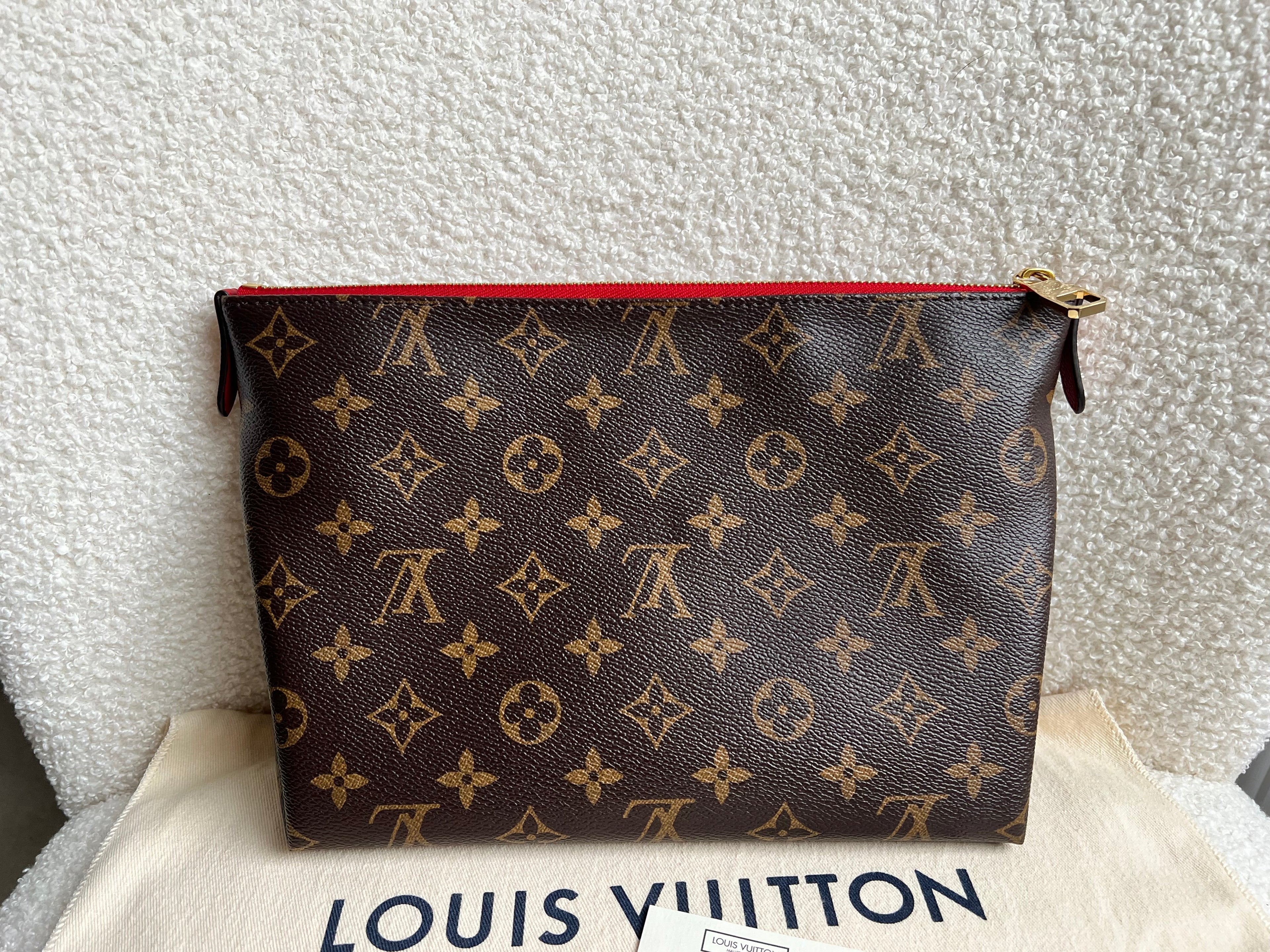 Louis Vuitton Red and Monogram Pallas Trousse Cosmetic Pouch