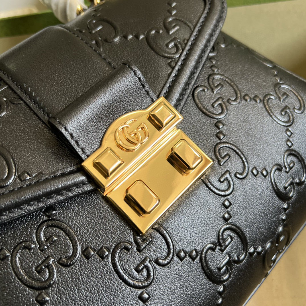 Glami Small Glami Top Handle Bag Black Debossed For Women 11in/29cm Glami 675791 UD9AG 1000