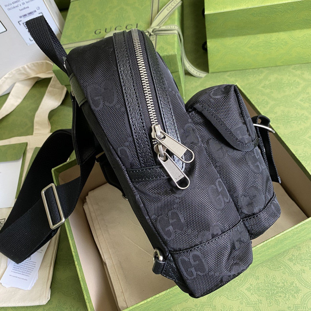 gg Off The Grid Sling Backpack Black gg Nylon For Men 11in/27cm 658631 H9HUN 1000