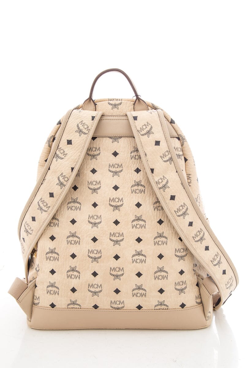 MCM Beige Leather Monogram Backpack
