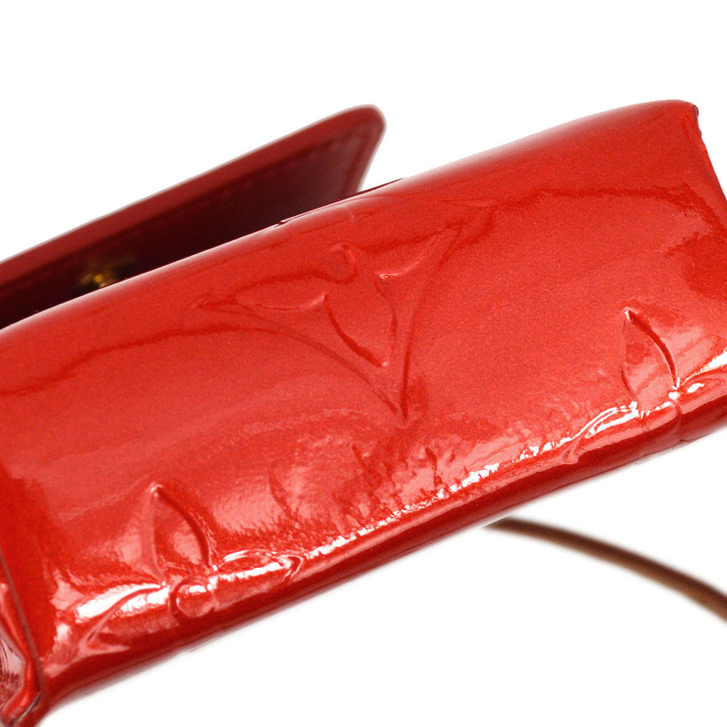 Louis Vuitton 2001 Red Vernis Green Cigarette Shoulder Bag M91155