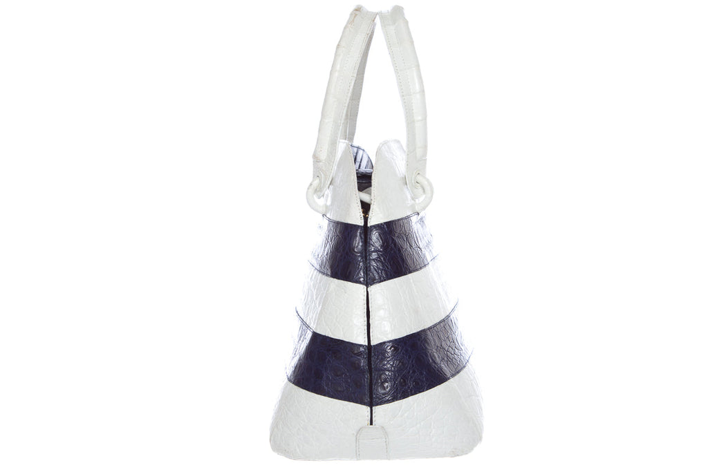 Nancy Gonzalez White and Blue Handbag
