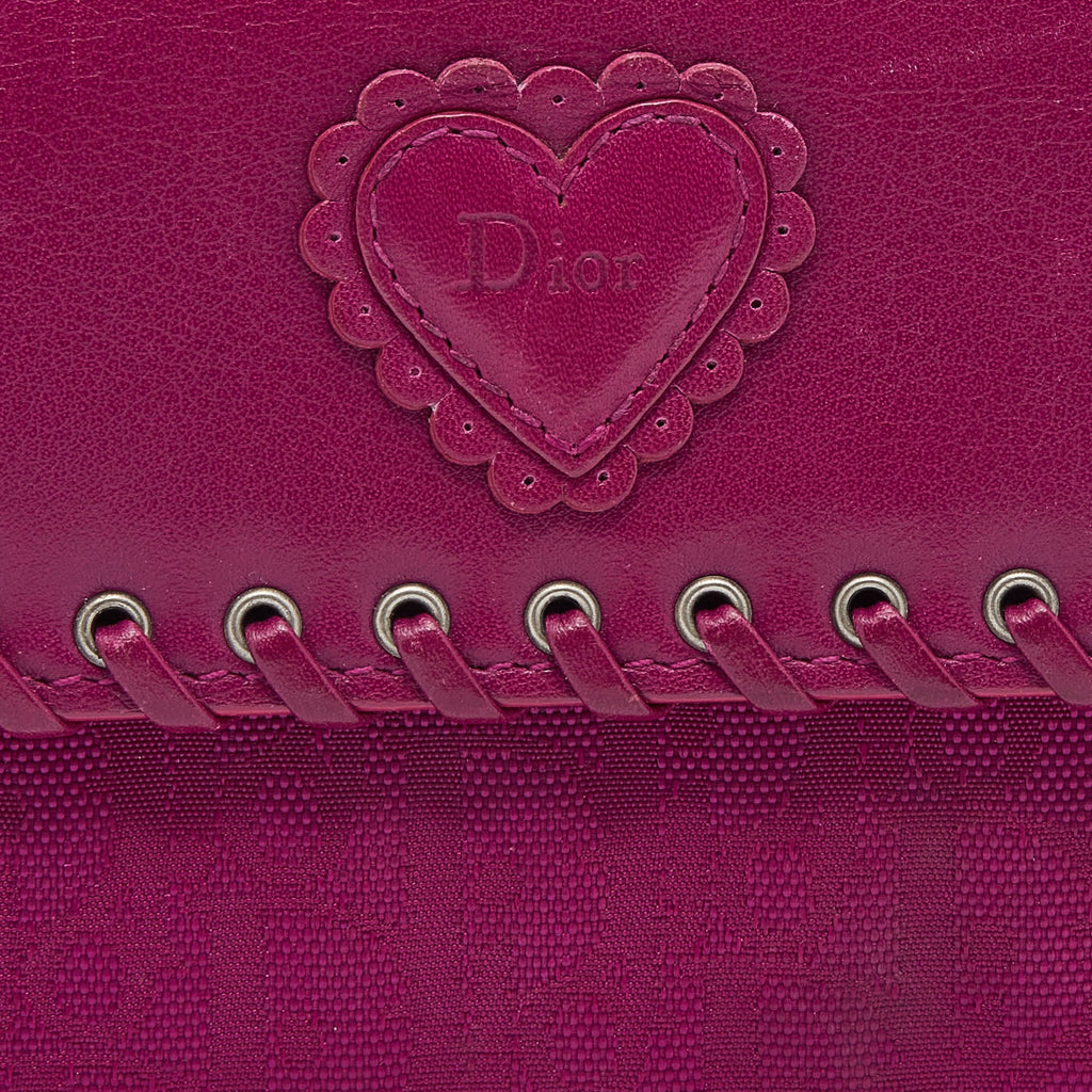 Dior Pink Oblique Canvas And Leather Trim Flap Continental Wallet