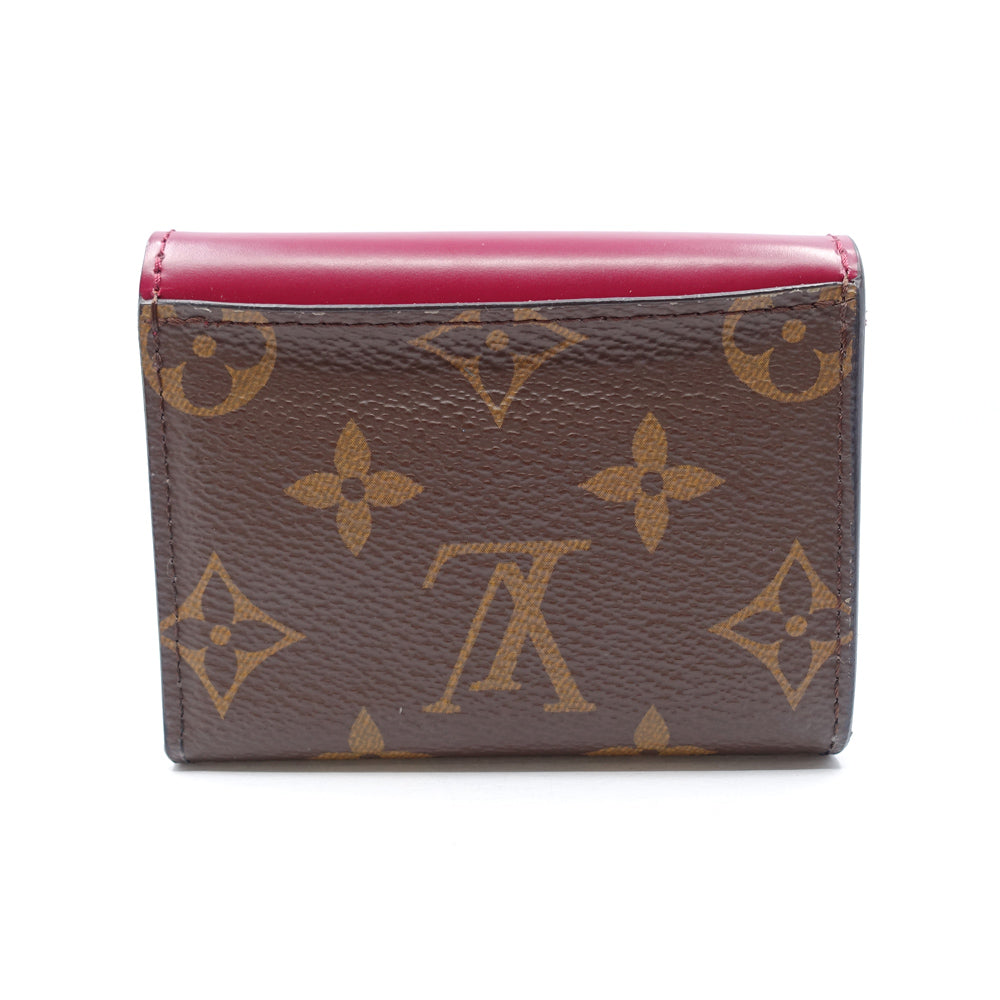 Louis Vuitton Portefolio Zoe Fuschia Three Fold Wallet M62932 Monogram Red Brown Gold
