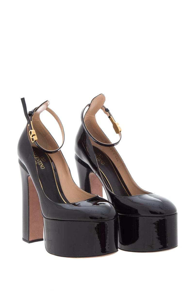 Valentino Garavani Black Patent Leather Platform Heels SZ 38.5
