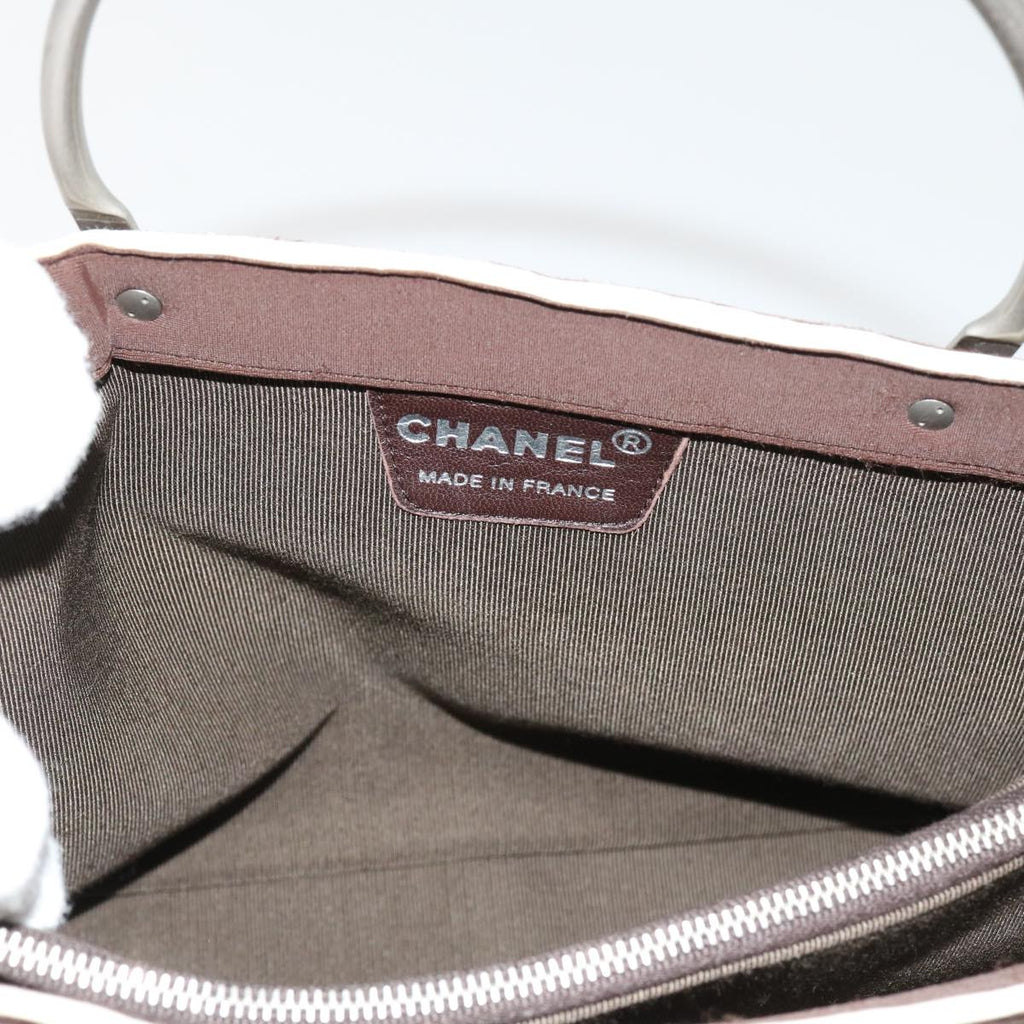 CHANEL Hand Bag Nylon Brown CC 63436