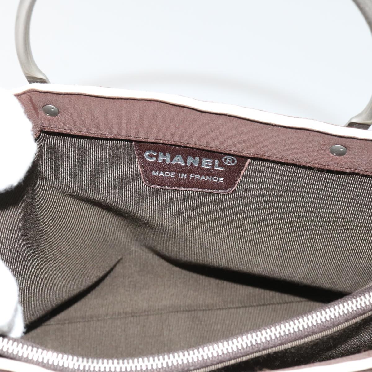 CHANEL Hand Bag Nylon Brown CC 63436