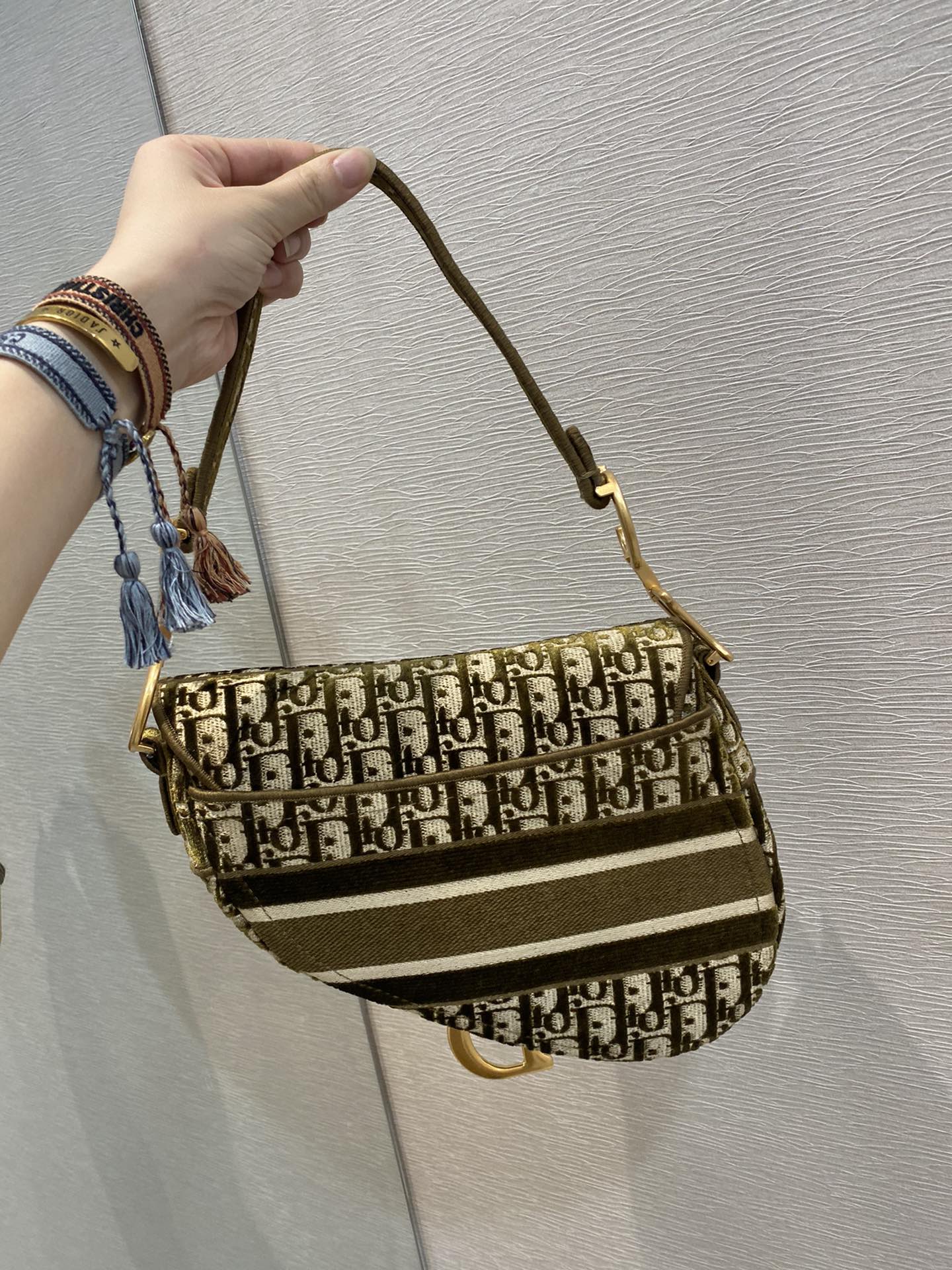 GLAMI Saddle Bag Brown Oblique Canvas Gold Toned Hardware For Women 25cm/10in CD