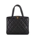 CHANEL Vintage CC Lock Pocket Tote Quilted Caviar Small