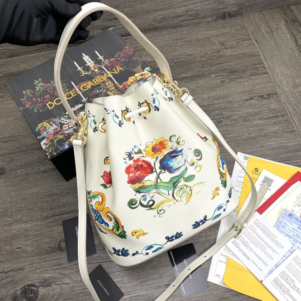 GLAMI Print Crespo Bucket Bag Multicolor With Branded Plate For Women GLAMI Bag