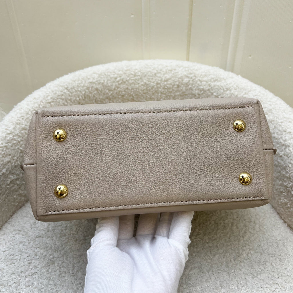 Lv Lockme Ever Mini in Greige Grained Calfkin and LGHW