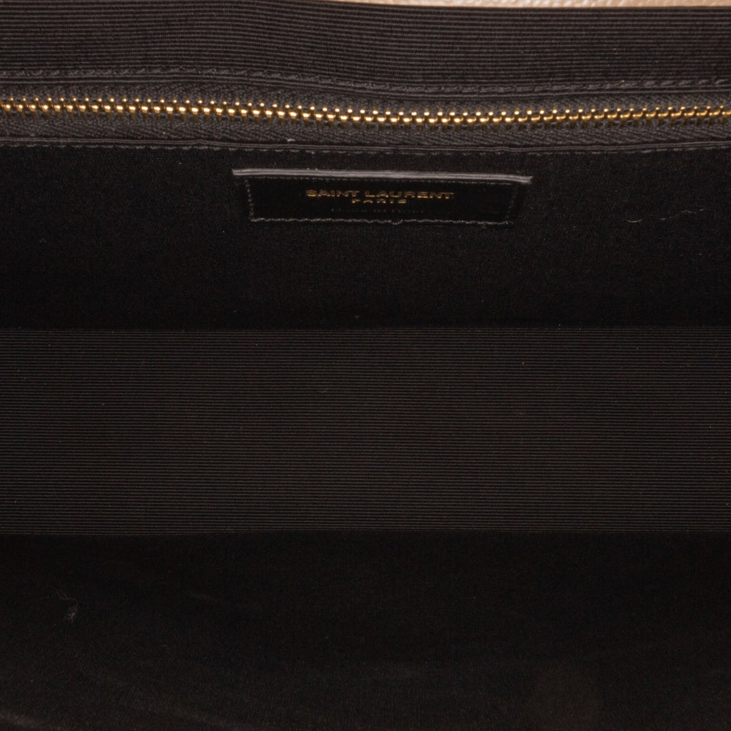 Yves Saint Laurent Envelope Large Beige Chevron Quilted Leather