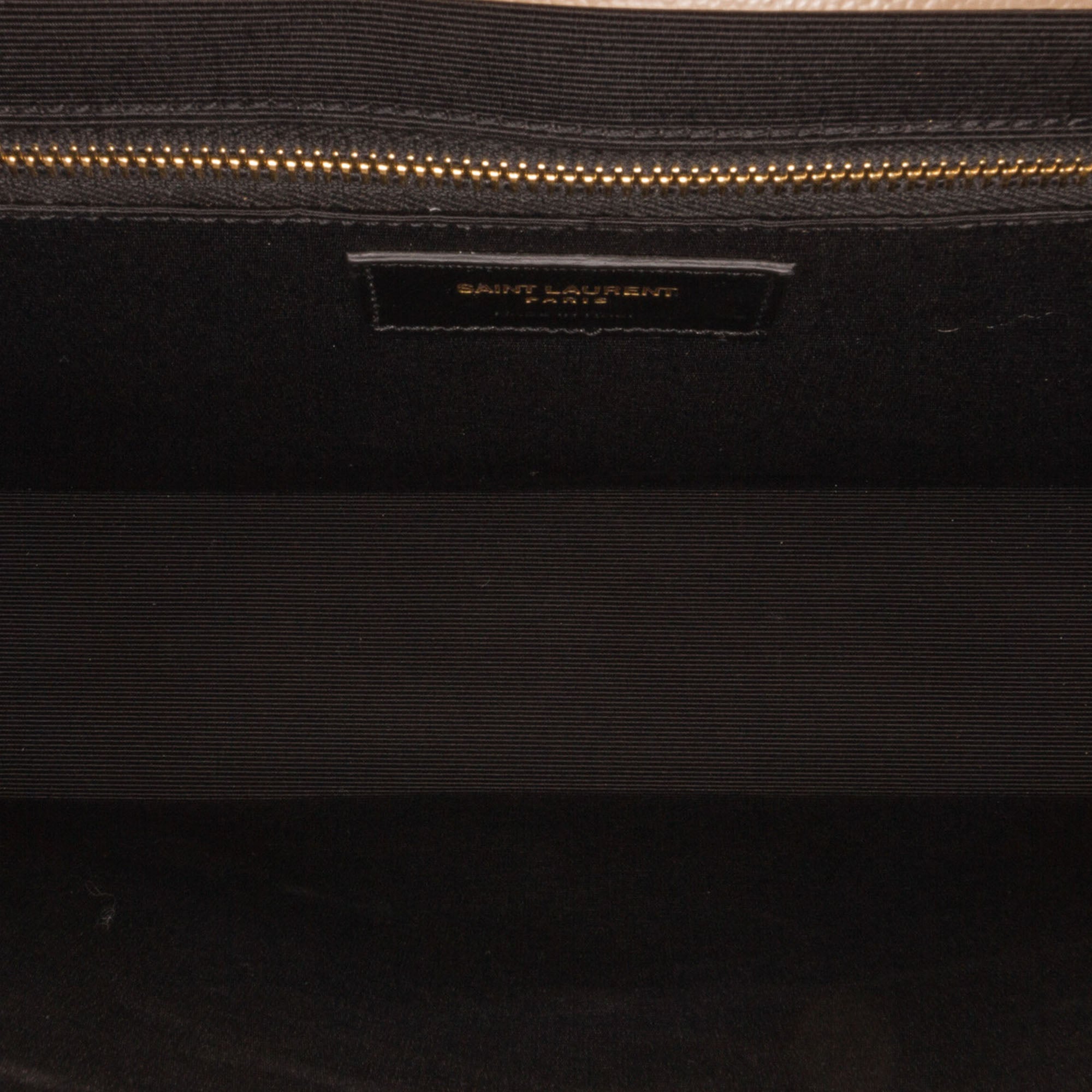 Yves Saint Laurent Envelope Large Beige Chevron Quilted Leather